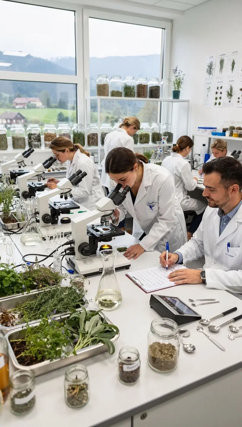 Skodelica čaja iz gorskega žajblja, postavljena ob gorski razgled.